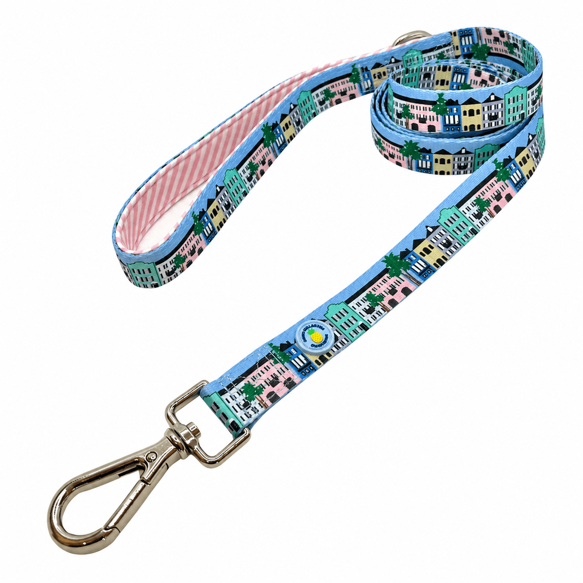 Covey Collection Silver / Pink and White / Medium Rainbow Row Leash Leash RainbowRowLeash-Silver/Pink/White-M