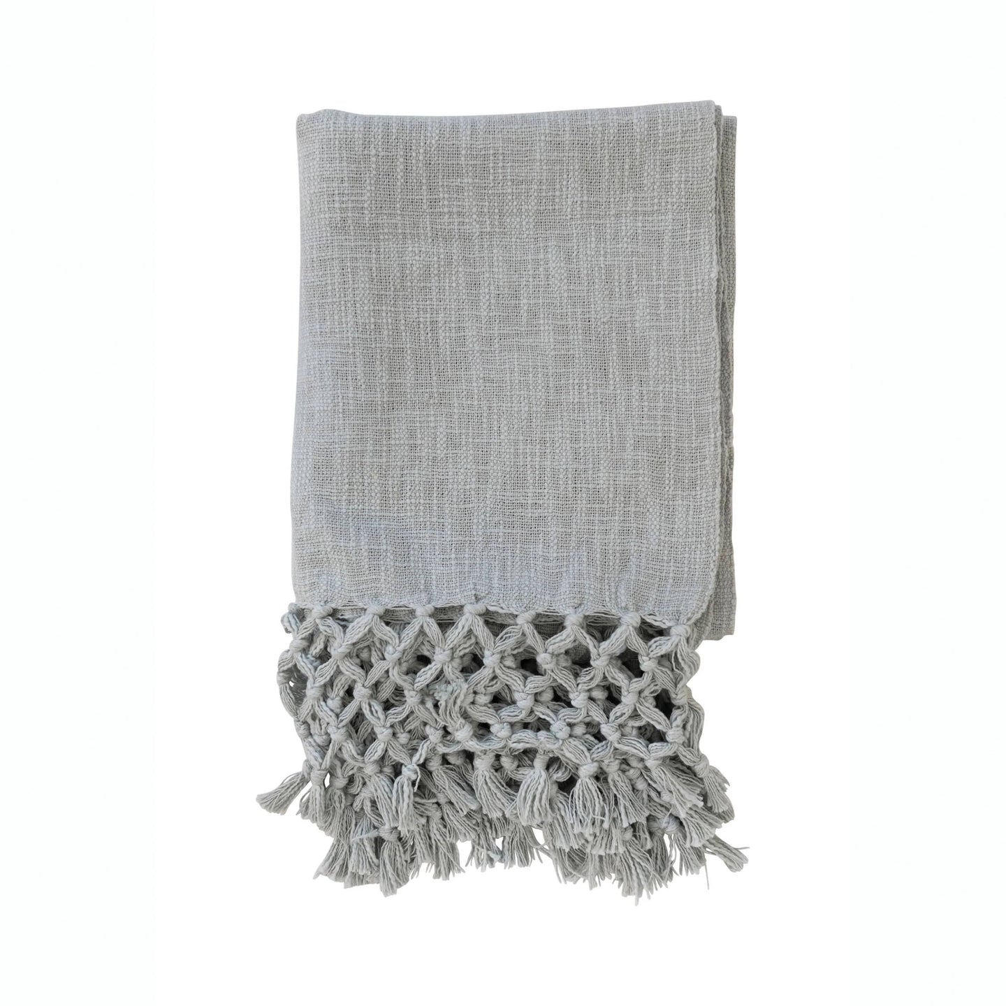 Creative Co-op Aqua Cotton Throw with Fringe Blanket df5834