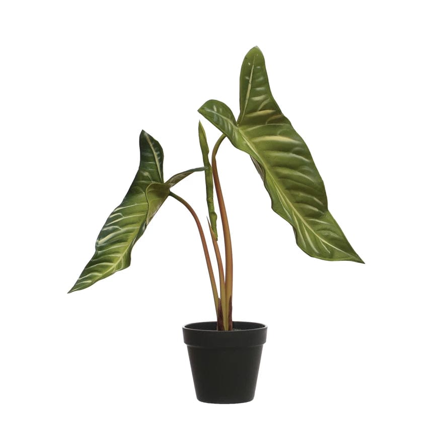 Creative Co-op Faux Elephant Ear in Black Pot Greenery DF7991