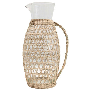 Creative Co-op Glass Pitcher w/ Seagrass Weave DF3062