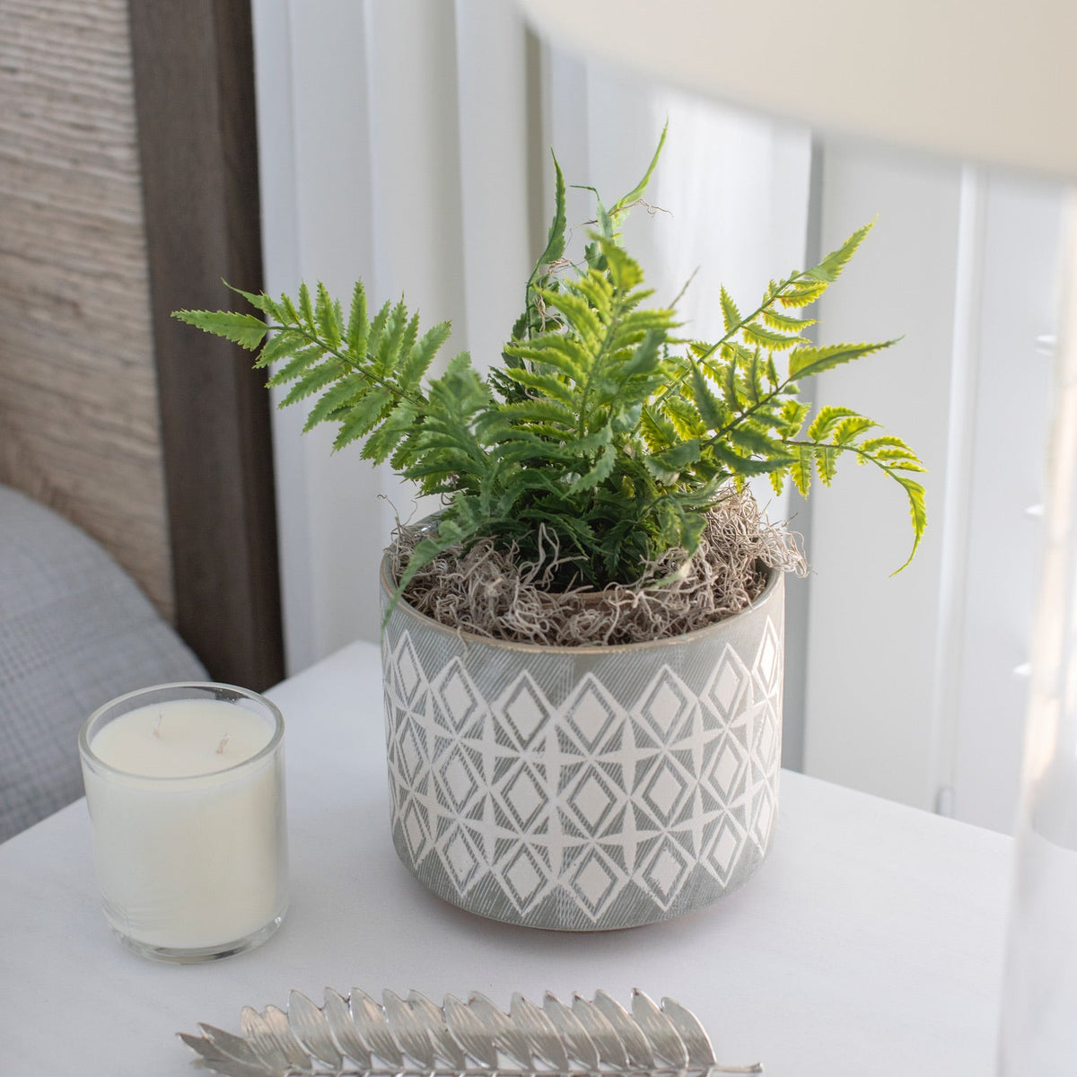 Creative Co-op Grey Patterned Stoneware Planter Pots & Planters