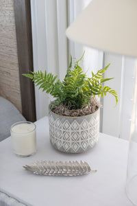 Creative Co-op Grey Patterned Stoneware Planter Pots & Planters