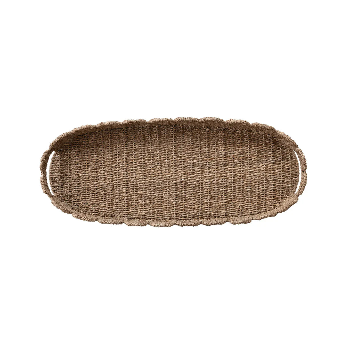 Creative Co-op Hand-Woven Bankuan Scalloped Tray Decorative Trays DF9959