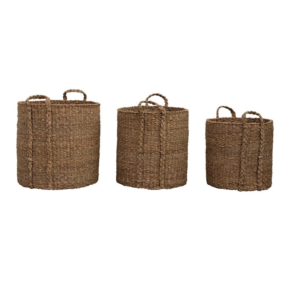 Creative Co-op Hand-Woven Baskets w/ Handles