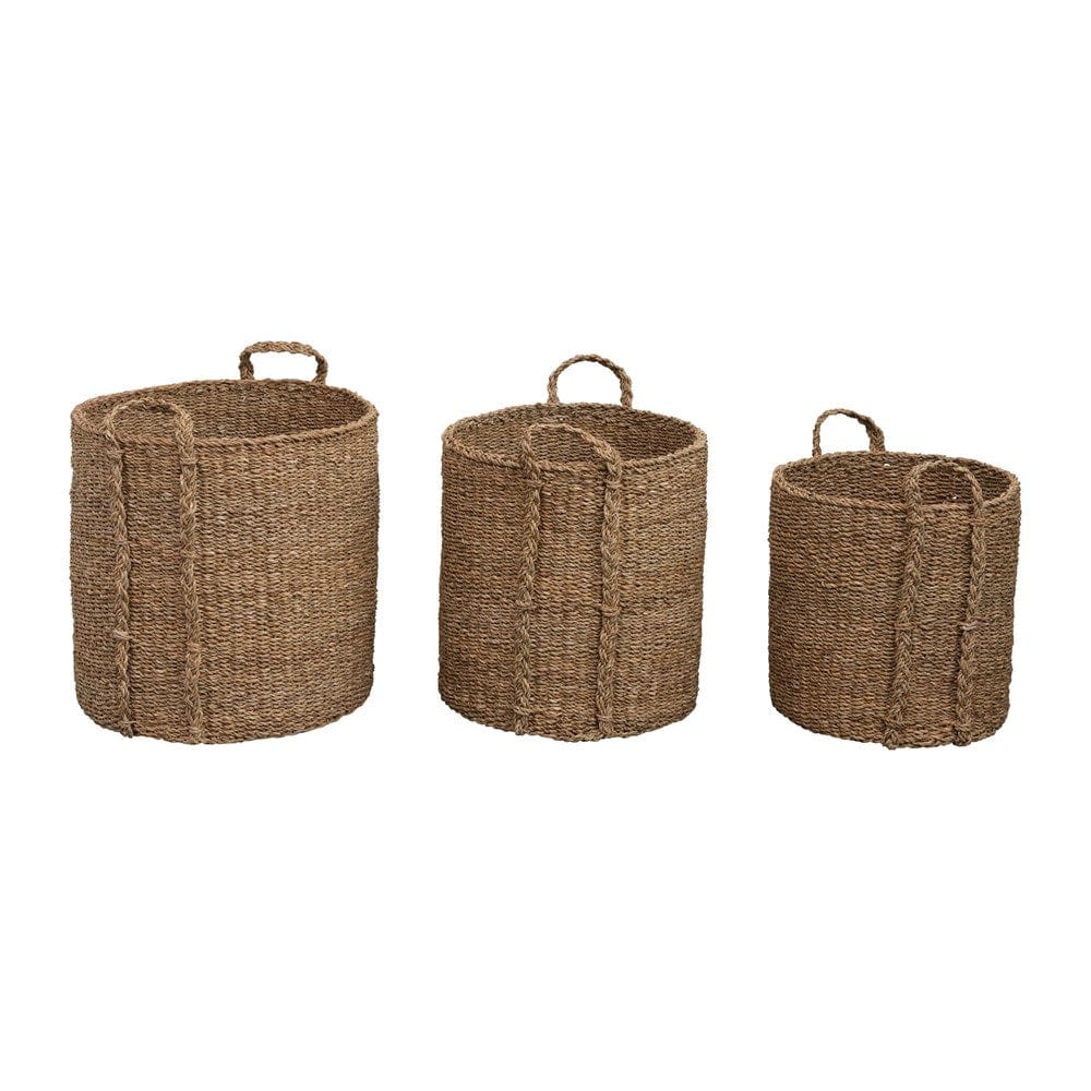 Creative Co-op Hand-Woven Baskets w/ Handles