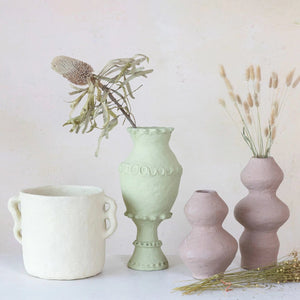Creative Co-op Pink Paper Mache Vase Pendants