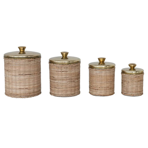 Creative Co-op Rattan Wrapped Canister Set Kitchen & Dining DF6706