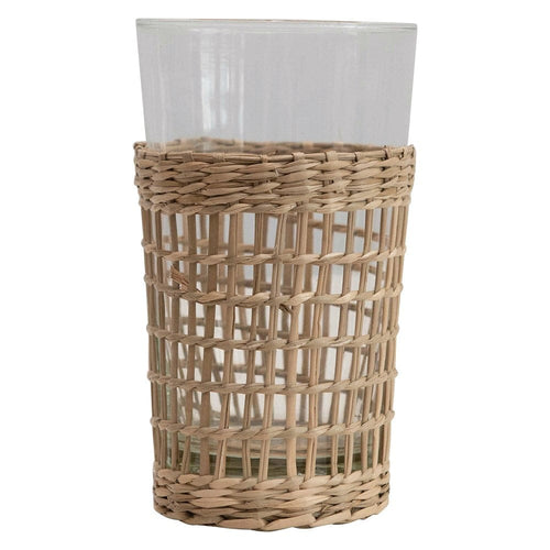 Creative Co-op Seagrass Wrapped Drinking Glass DF3061