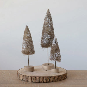 Creative Co-op Sisal Brush Tree w/ Faux Snow Seasonal & Holiday Decorations