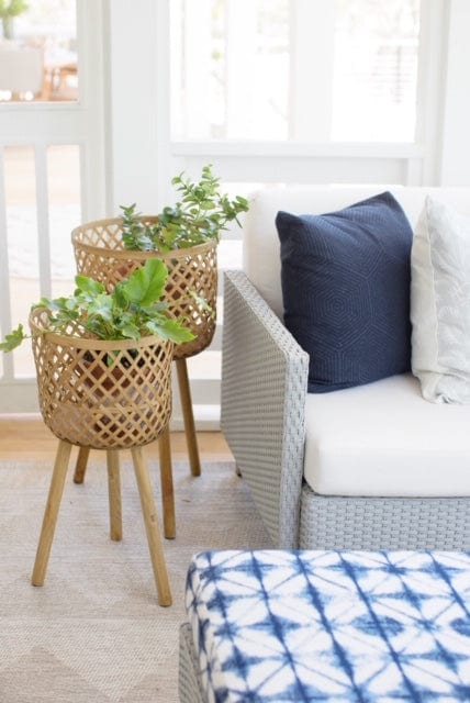 Creative Co-op Woven Bamboo Baskets w/ Wood Legs Pots & Planters