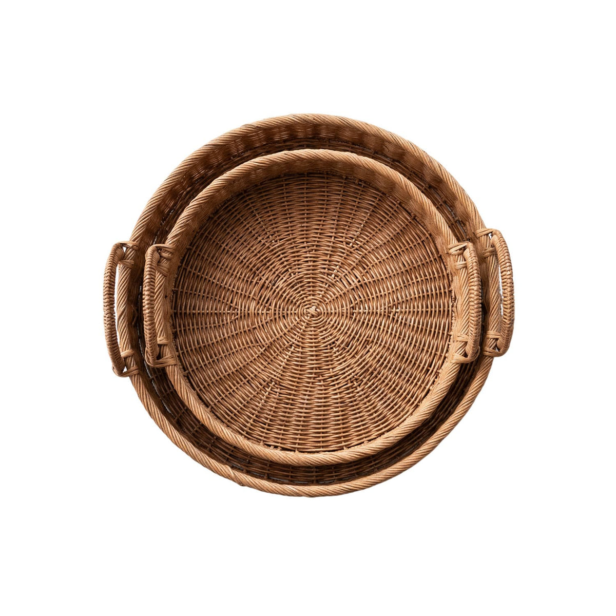 Creative Co-op Woven Rattan Trays Decorative Trays