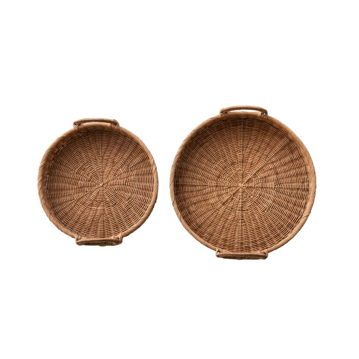 Creative Co-op Woven Rattan Trays Decorative Trays