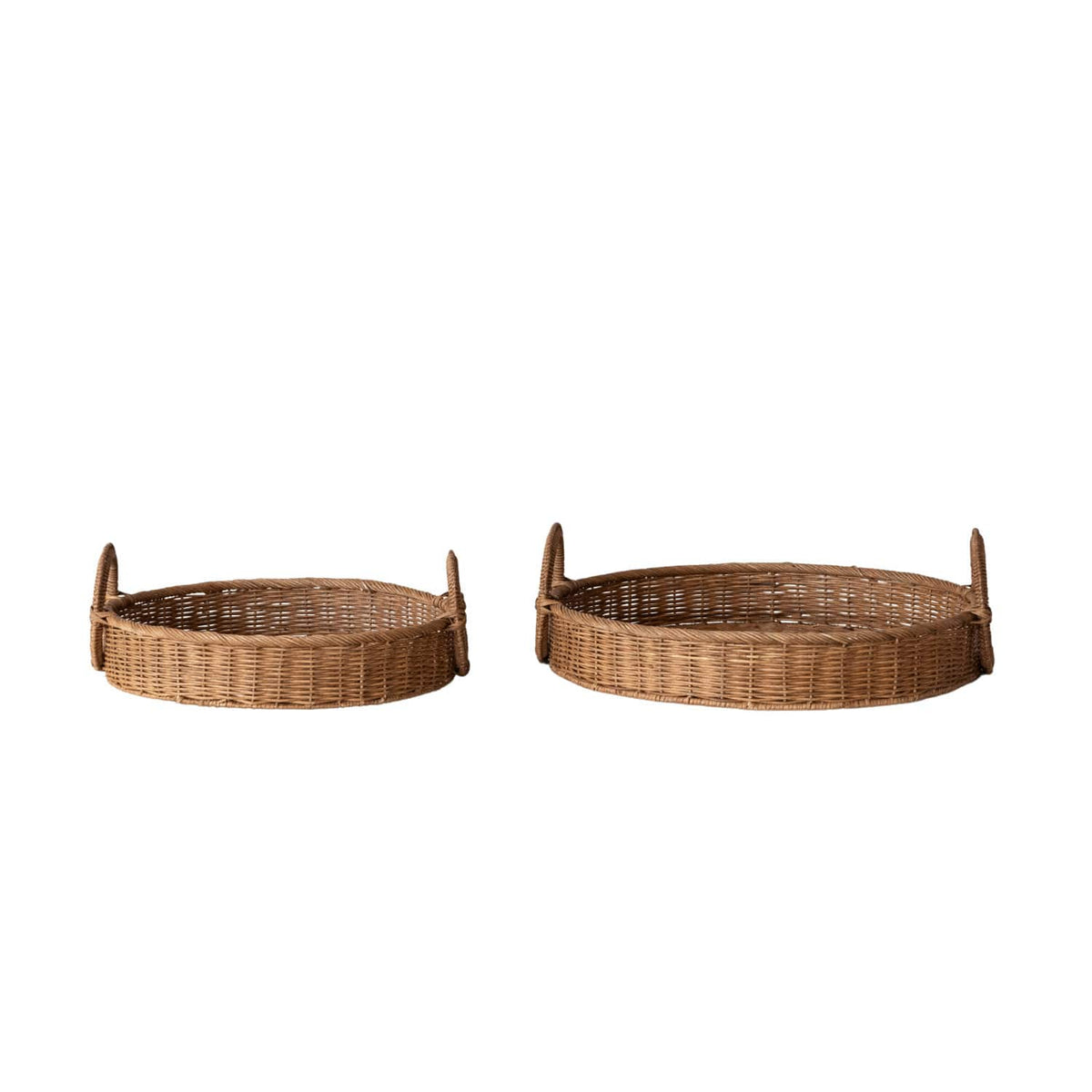 Creative Co-op Woven Rattan Trays Decorative Trays