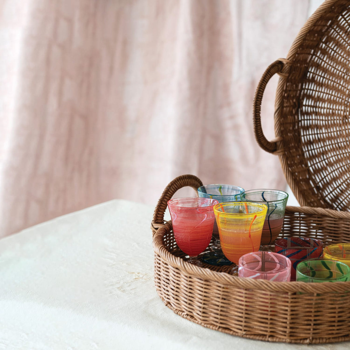 Creative Co-op Woven Rattan Trays Decorative Trays