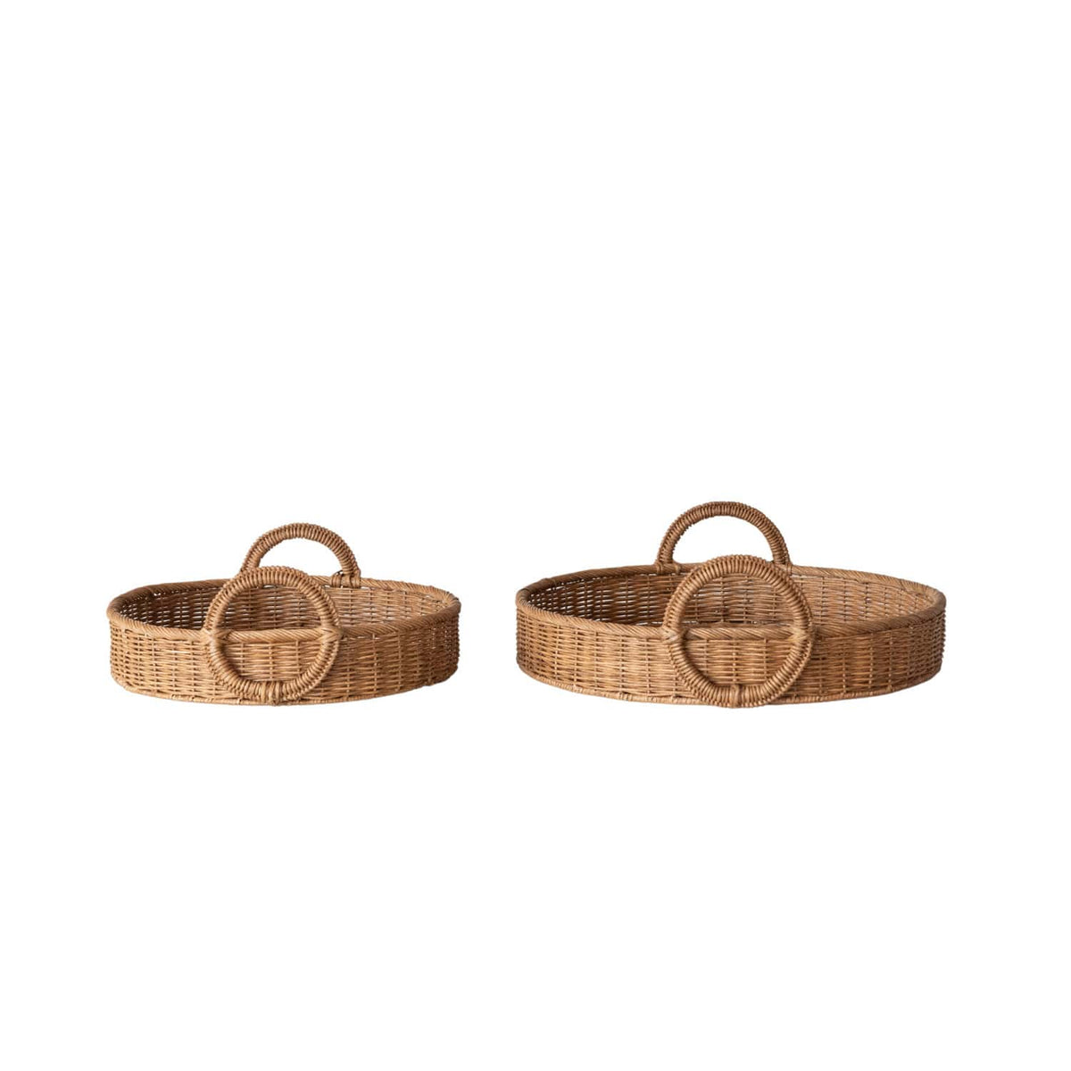 Creative Co-op Woven Rattan Trays Decorative Trays