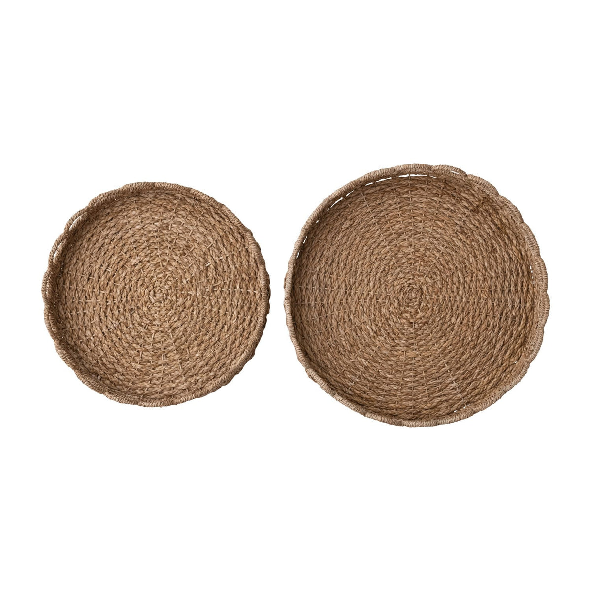 Creative Co-op Woven Seagrass Scalloped Trays Decorative Trays