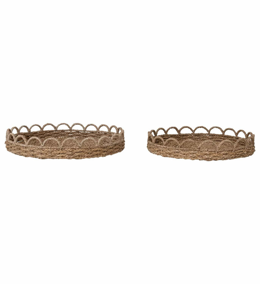 Woven Seagrass Scalloped Trays