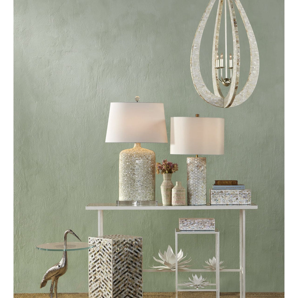 Currey & Company Crane Brass Accent Table Accent Tables 4000-0194