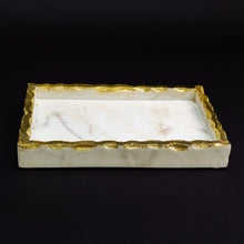 Faire Gold Trim Marble Tray Decorative Trays