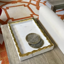 Faire Gold Trim Marble Tray Decorative Trays 70102