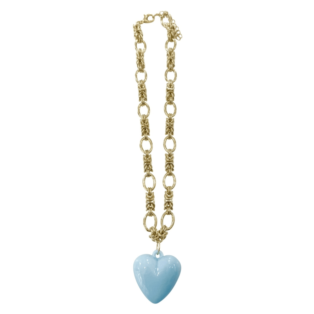 Gemelli Clara Gold Chain Necklace with Light Blue Heart Charm Necklaces