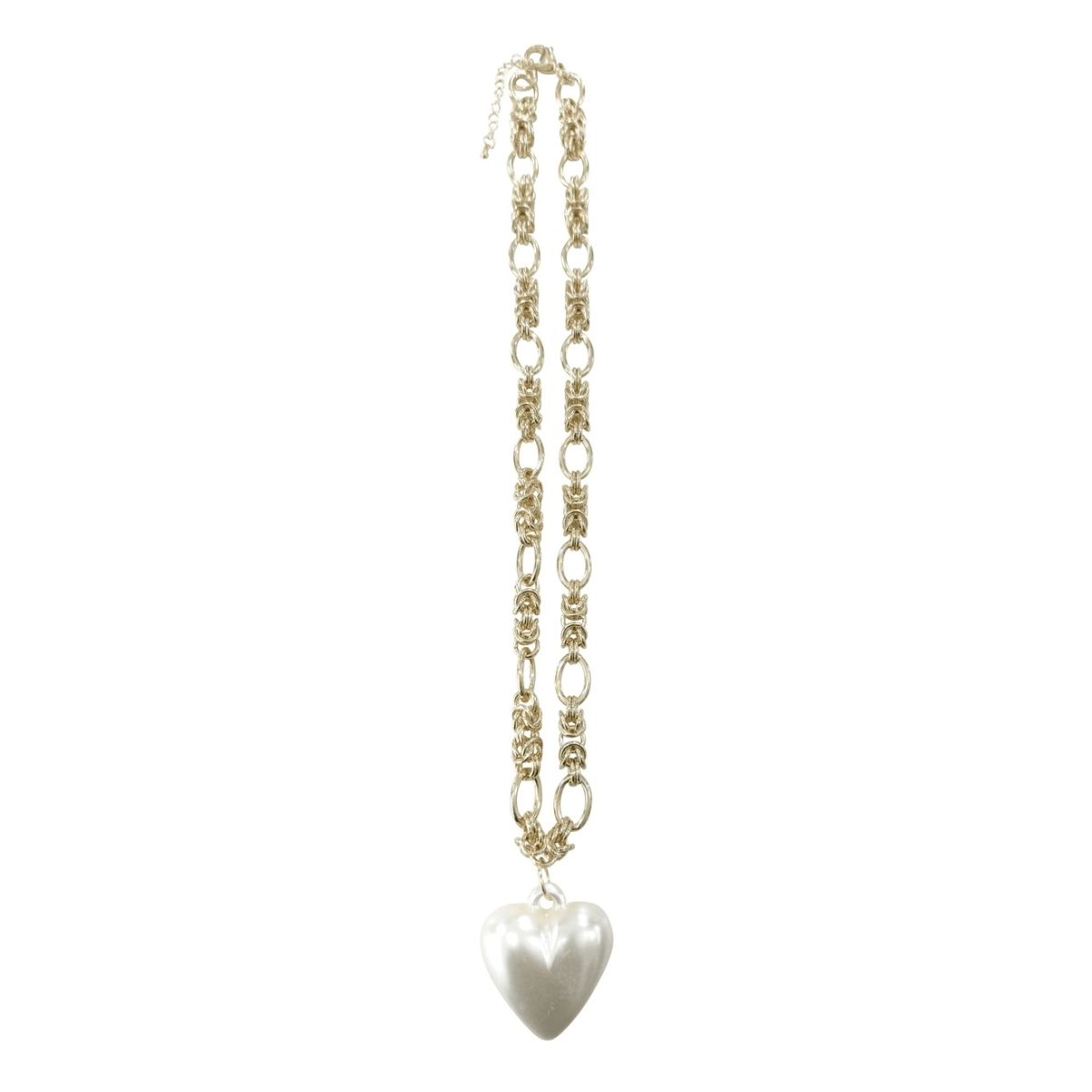 Gemelli Clara Gold Chain Necklace with Pearl Heart Charm Necklaces