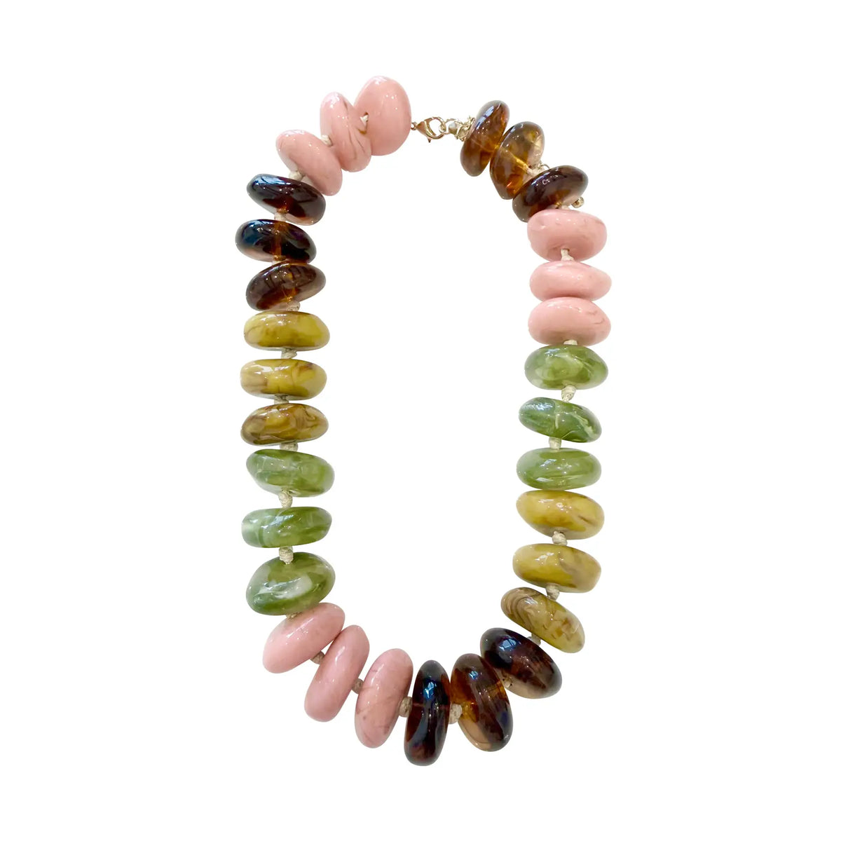 Gemelli Delray Chunky Beaded Necklace - Blush/Green Mix Necklaces