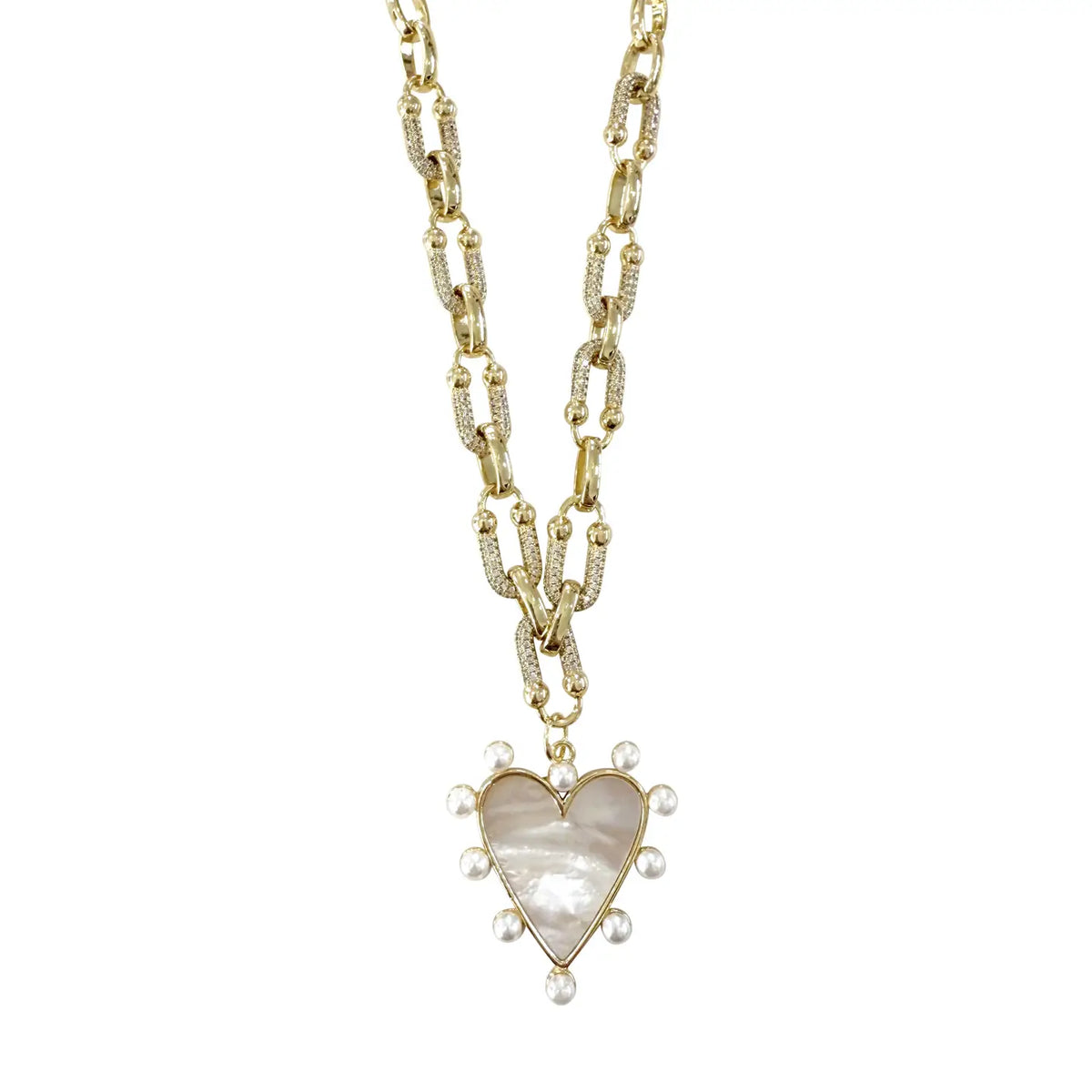 Gemelli Marella Gold Pearl Heart Necklace Necklaces