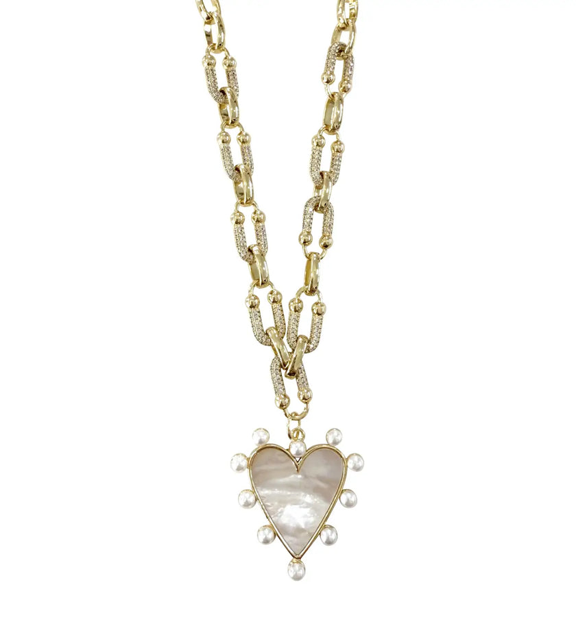 Marella Gold Pearl Heart Necklace