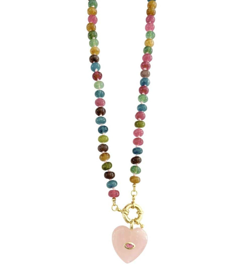 Mccray Beaded Gemstone Charm Necklace - Multi