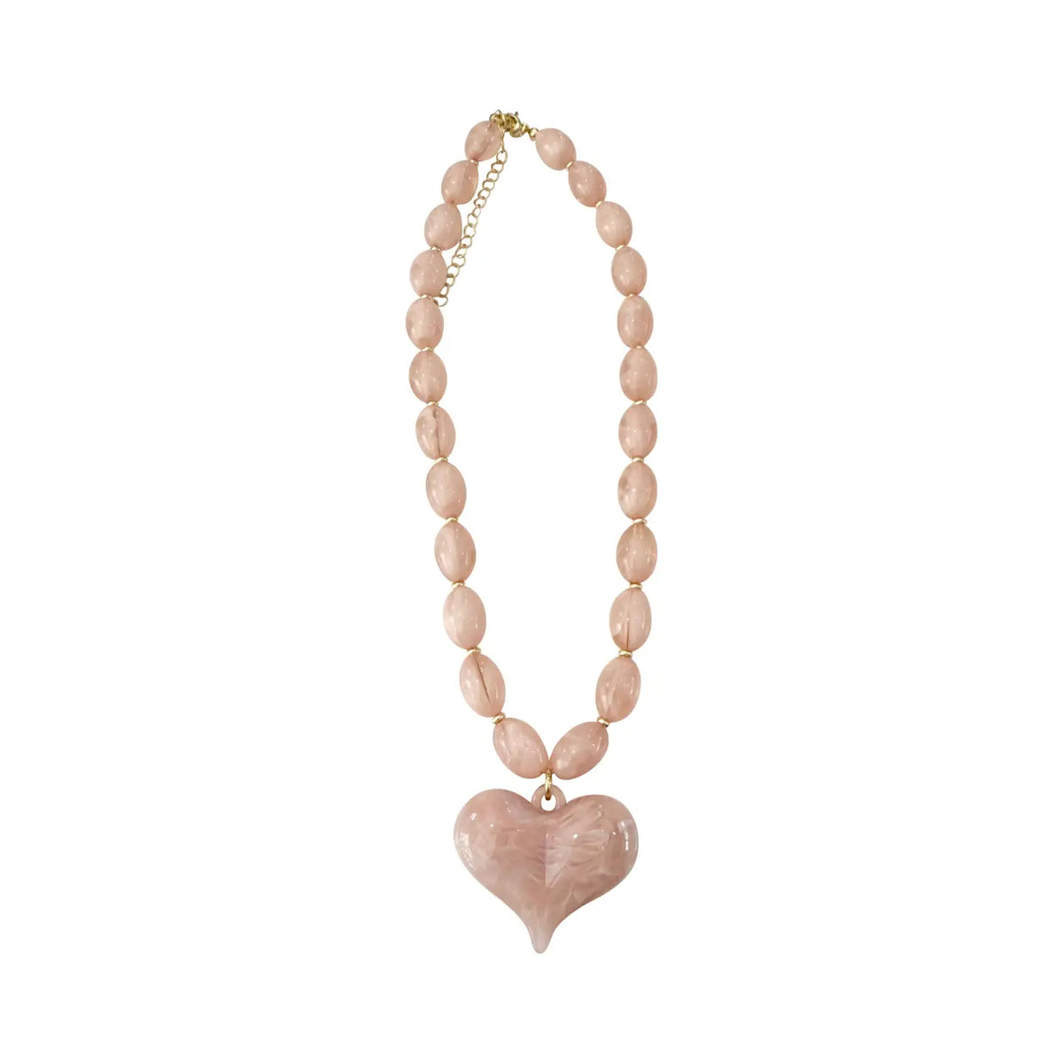 Gemelli Roxie Pink Beaded Necklace with Heart Charm Necklaces