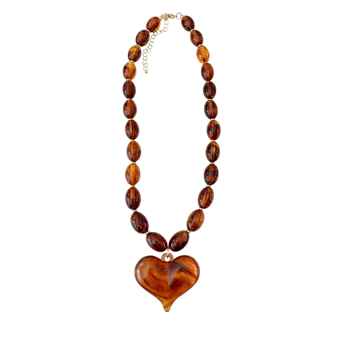 Gemelli Roxie Tortoise Beaded Necklace with Heart Charm Necklaces