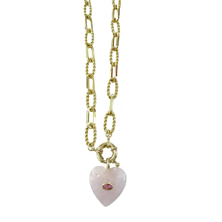 Ryland Heart Charm Necklace - Pink