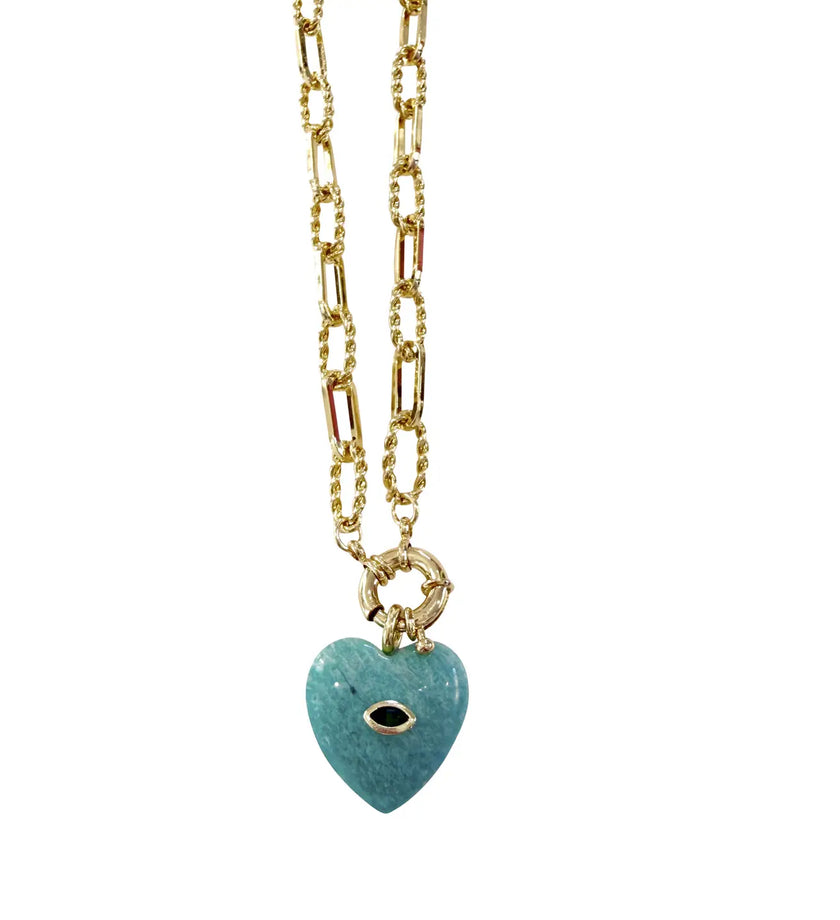 Ryland Heart Charm Necklace - Turquoise