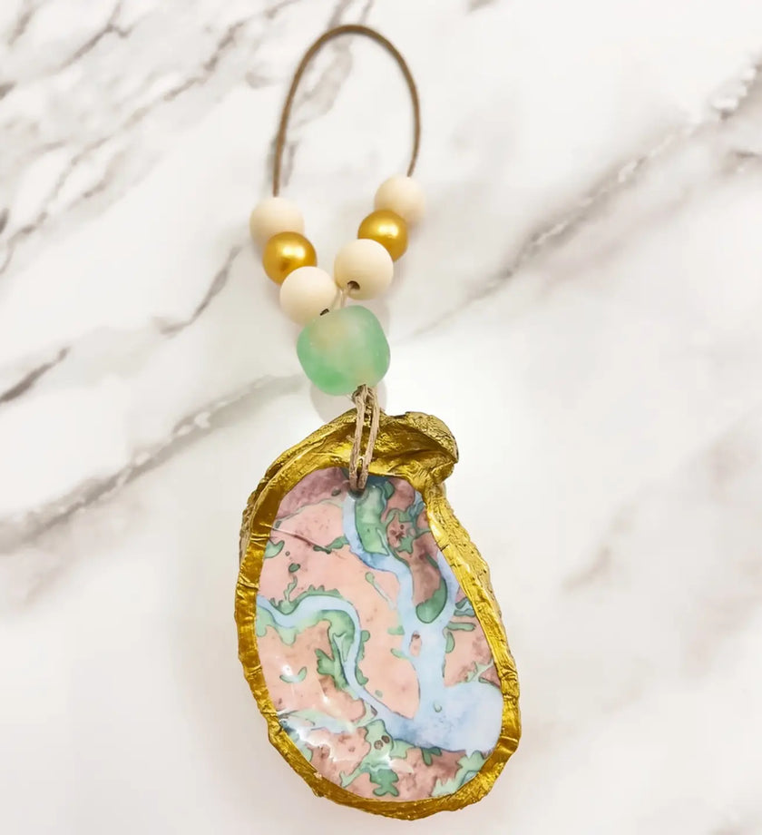 Decoupage Oyster Shell Ornament or Napkin Ring