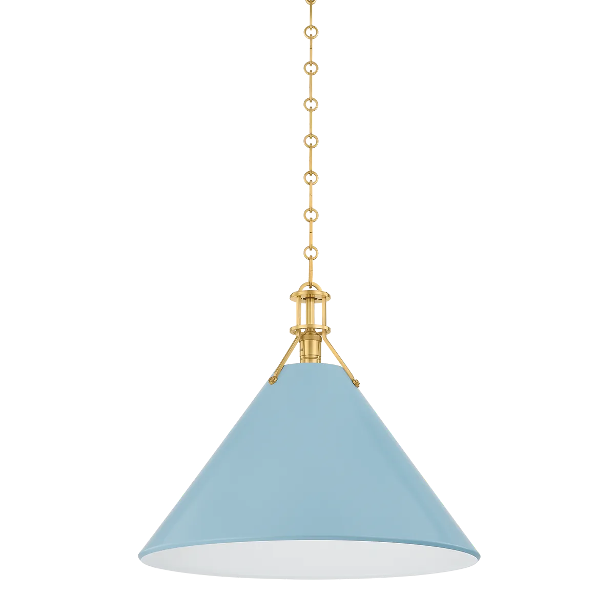 Hudson Valley Aged Brass / Large Painted No. 2 Pendant - Blue Bird Pendant MDS352L-AGB/BB