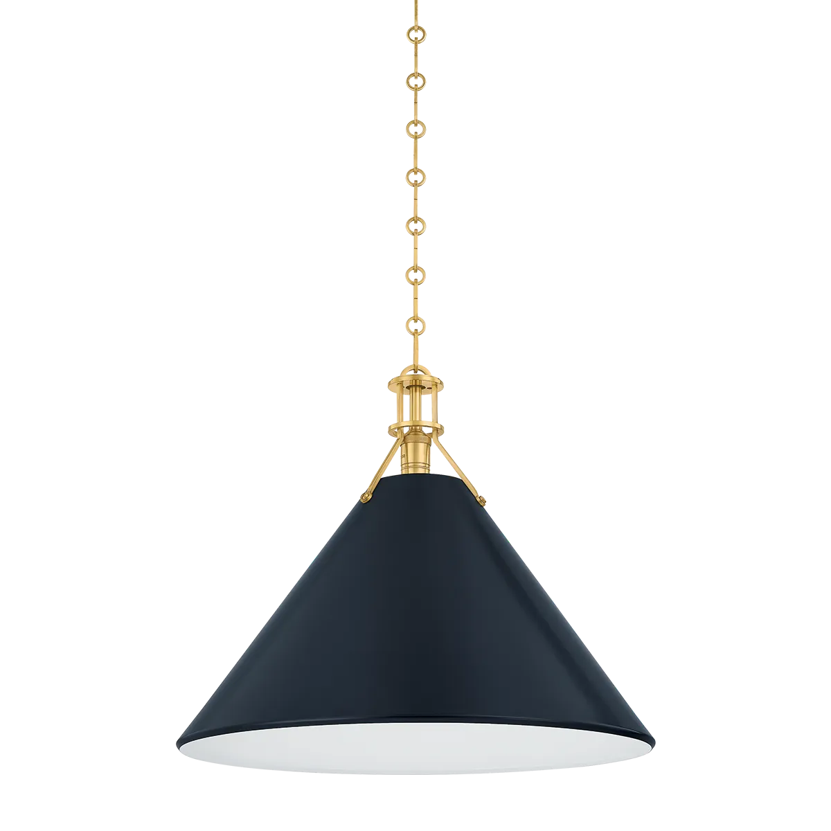 Hudson Valley Aged Brass / Large Painted No. 2 Pendant - Darkest Blue Pendant MDS352L-AGB/DBL