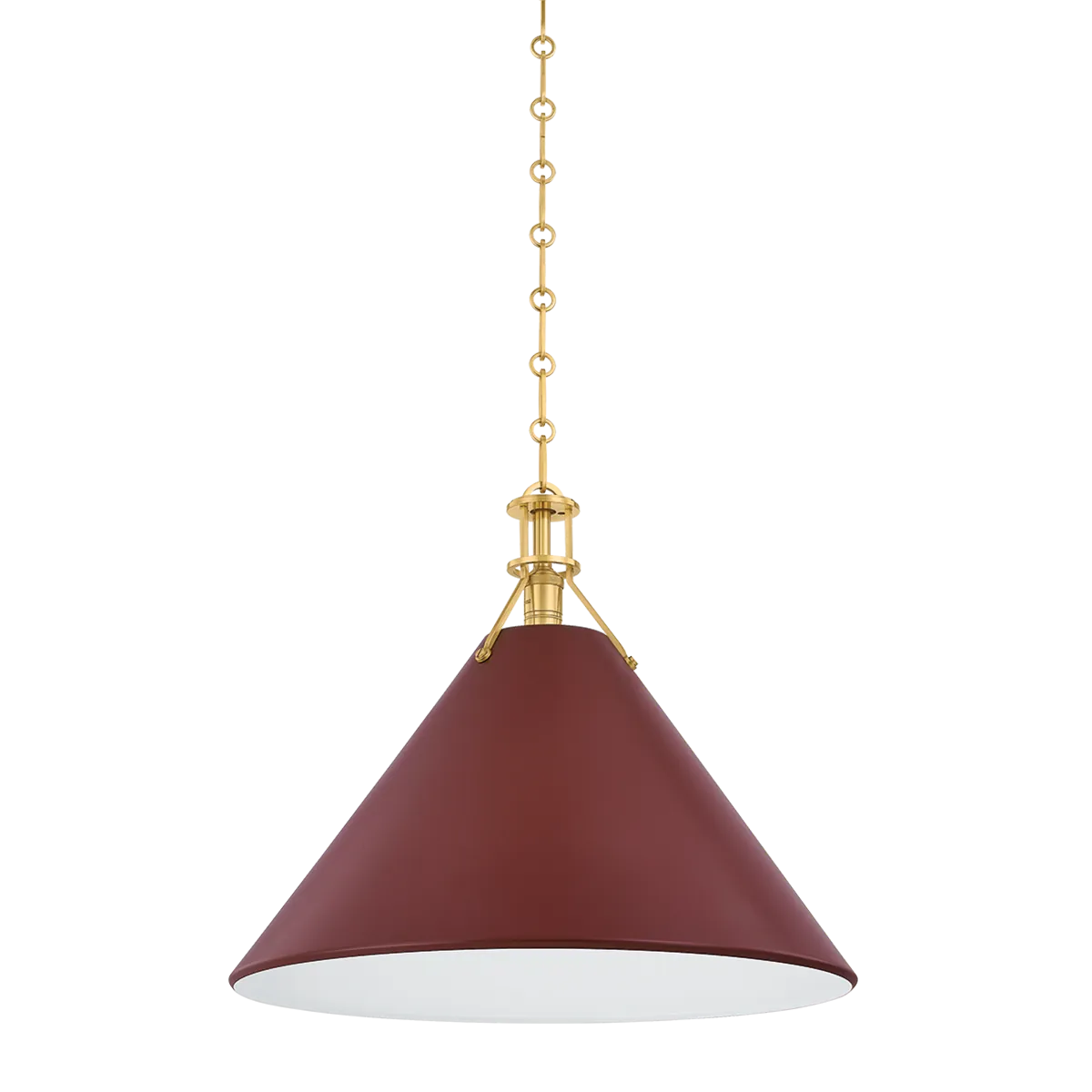 Hudson Valley Aged Brass / Large Painted No. 2 Pendant - Soft Crimson Pendant MDS352L-AGB/CRN