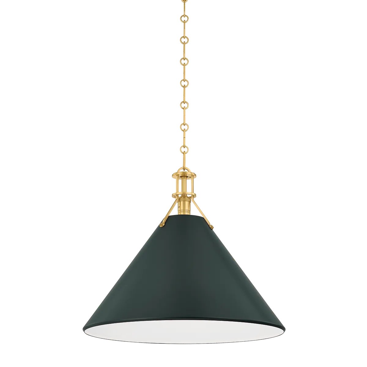 Hudson Valley Aged Brass / Large Painted No. 2 Pendant - Soft Studio Green Pendant MDS352L-AGB/SSG