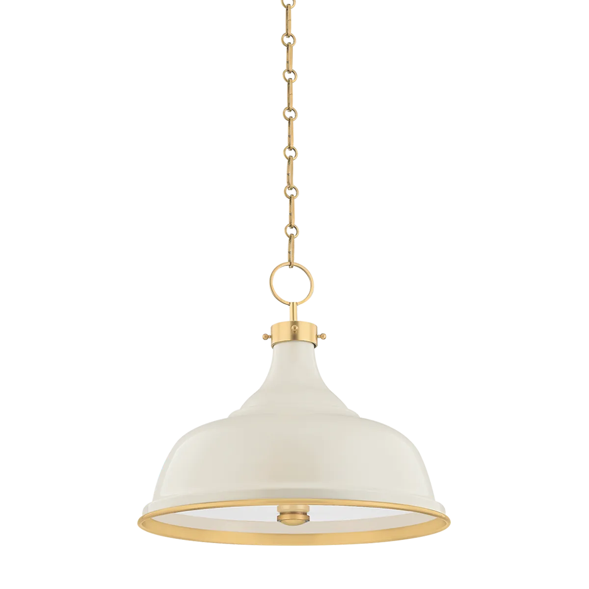 Hudson Valley Aged Brass / Small Painted No. 1 Pendant - Off White Pendant MDS300-AGB/OW