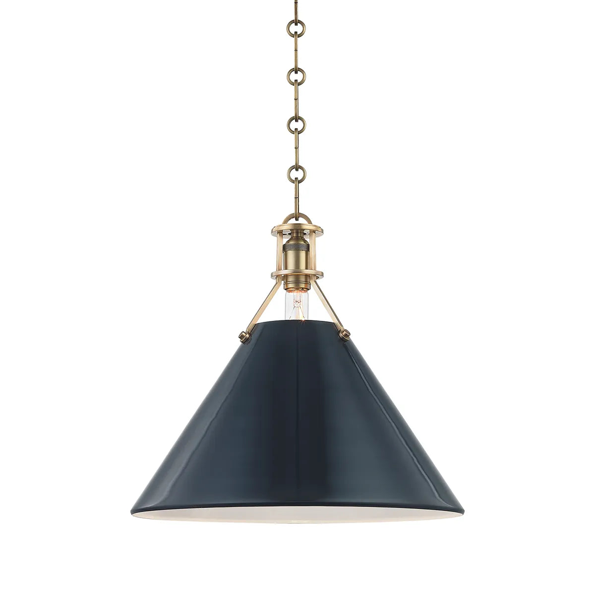 Hudson Valley Aged Brass / Small Painted No. 2 Pendant - Darkest Blue Pendant MDS352-AGB/DBL