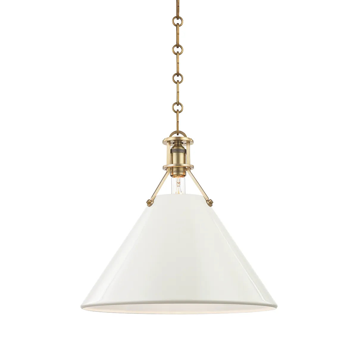 Hudson Valley Aged Brass / Small Painted No. 2 Pendant - Off-White Pendant MDS352-AGB/OW