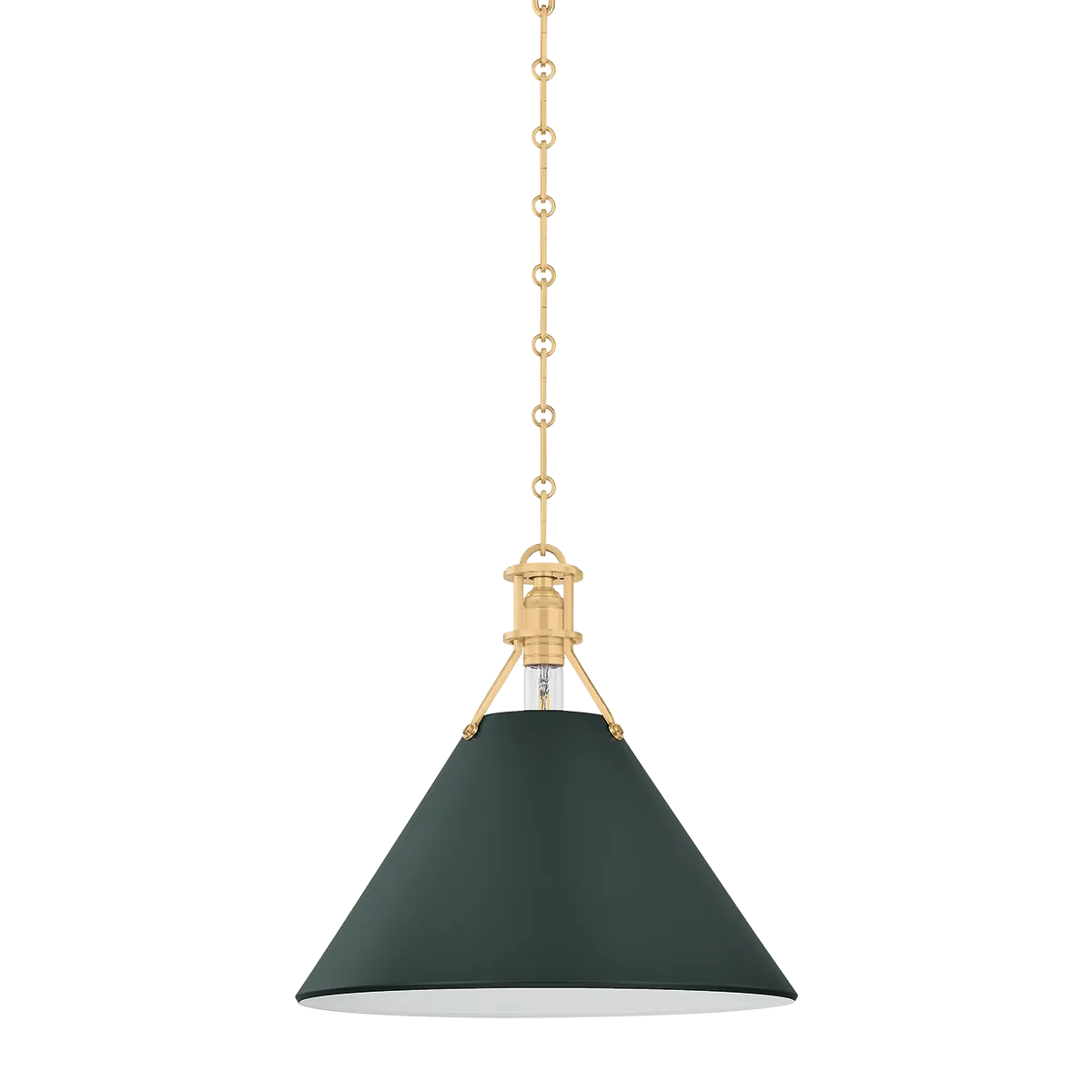 Hudson Valley Aged Brass / Small Painted No. 2 Pendant - Soft Studio Green Pendant MDS352-AGB/SSG