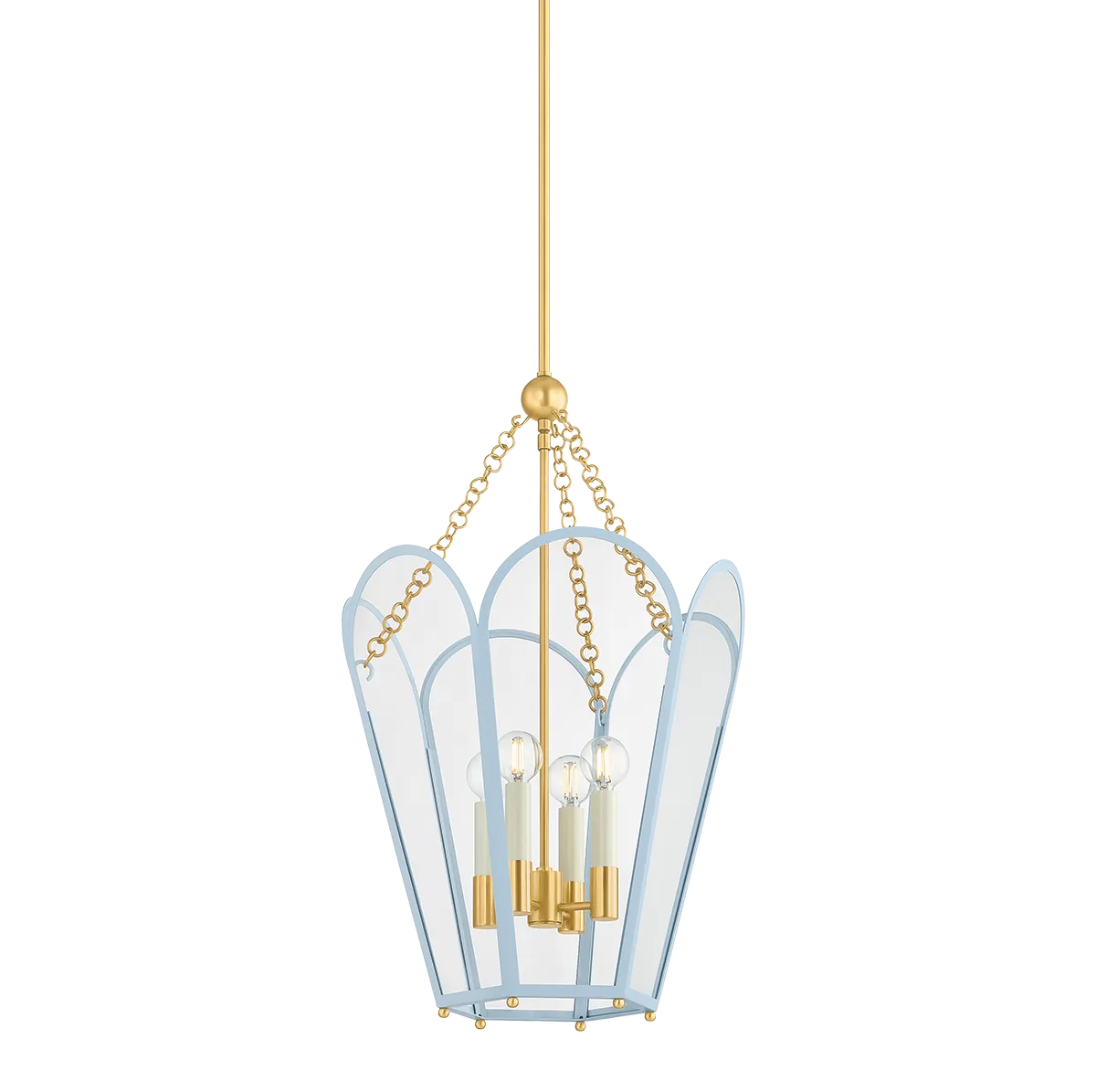 Hudson Valley Large / Aged Brass with Arctic Blue Clarisse Lantern Pendant H1132704-AGB/SAO