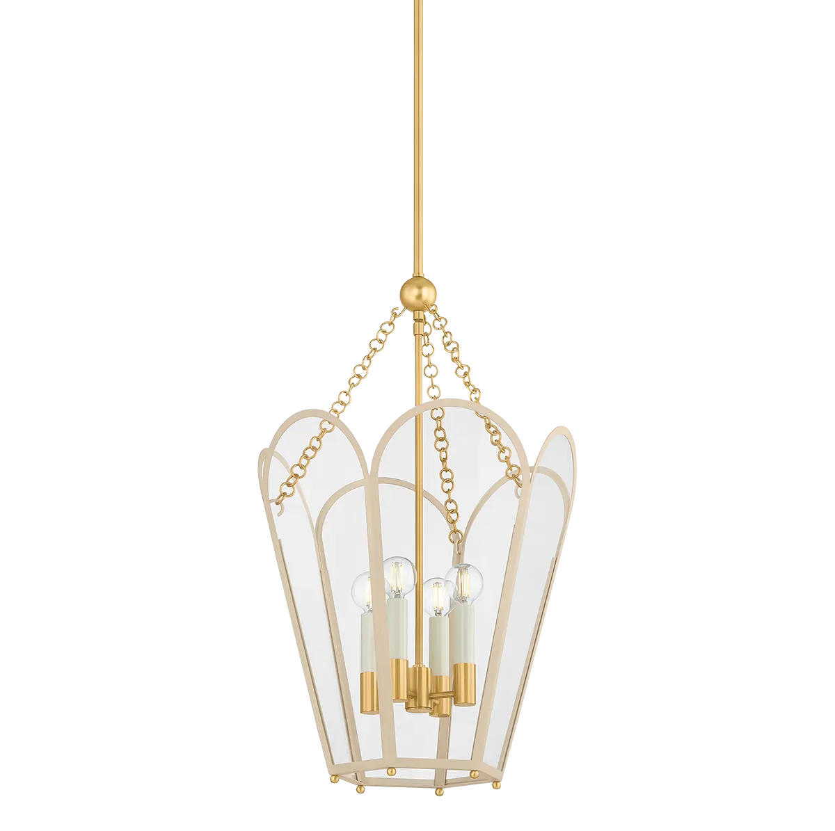 Hudson Valley Large / Aged Brass with Soft Bisque Clarisse Lantern Pendant H1132704-AGB/SBQ