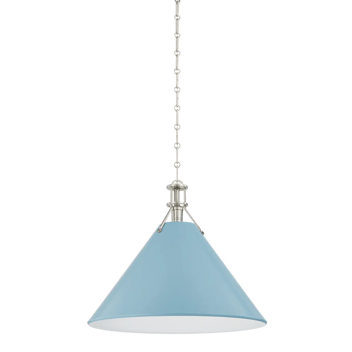 Hudson Valley Polished Nickel / Large Painted No. 2 Pendant - Blue Bird Pendant MDS352L-PN/BB
