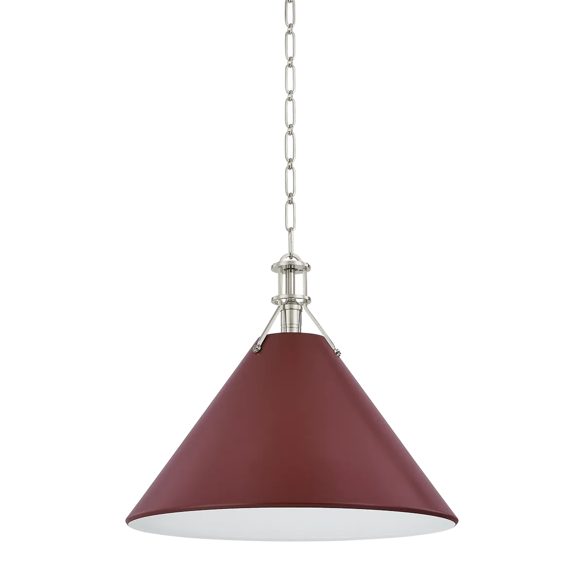 Hudson Valley Polished Nickel / Large Painted No. 2 Pendant - Soft Crimson Pendant MDS352L-PN/CRN
