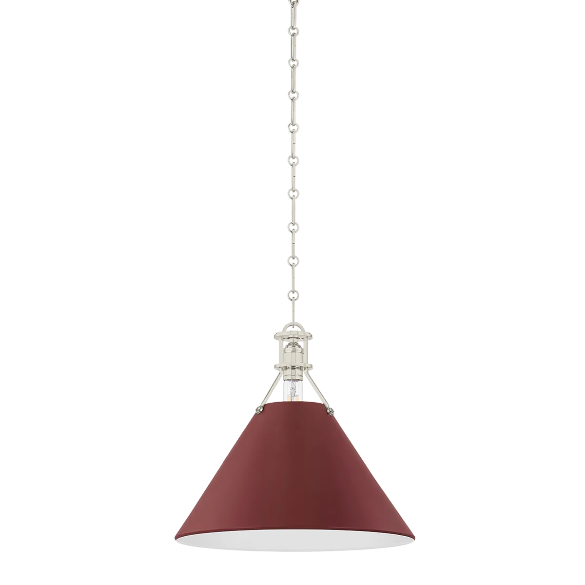 Hudson Valley Polished Nickel / Small Painted No. 2 Pendant - Soft Crimson Pendant MDS352-PN/CRN