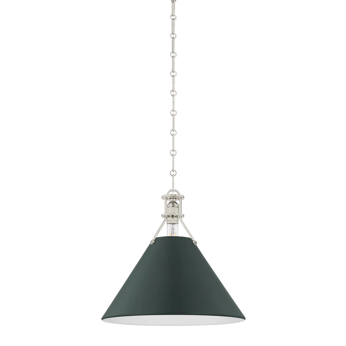 Hudson Valley Polished Nickel / Small Painted No. 2 Pendant - Soft Studio Green Pendant MDS352-PN/SSG