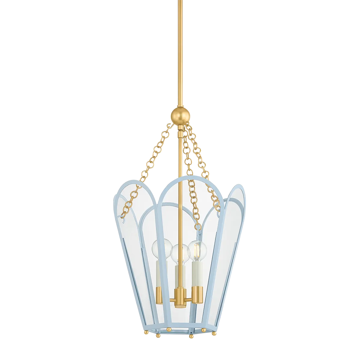 Hudson Valley Small / Aged Brass with Arctic Blue Clarisse Lantern Pendant H1132703-AGB/SAO